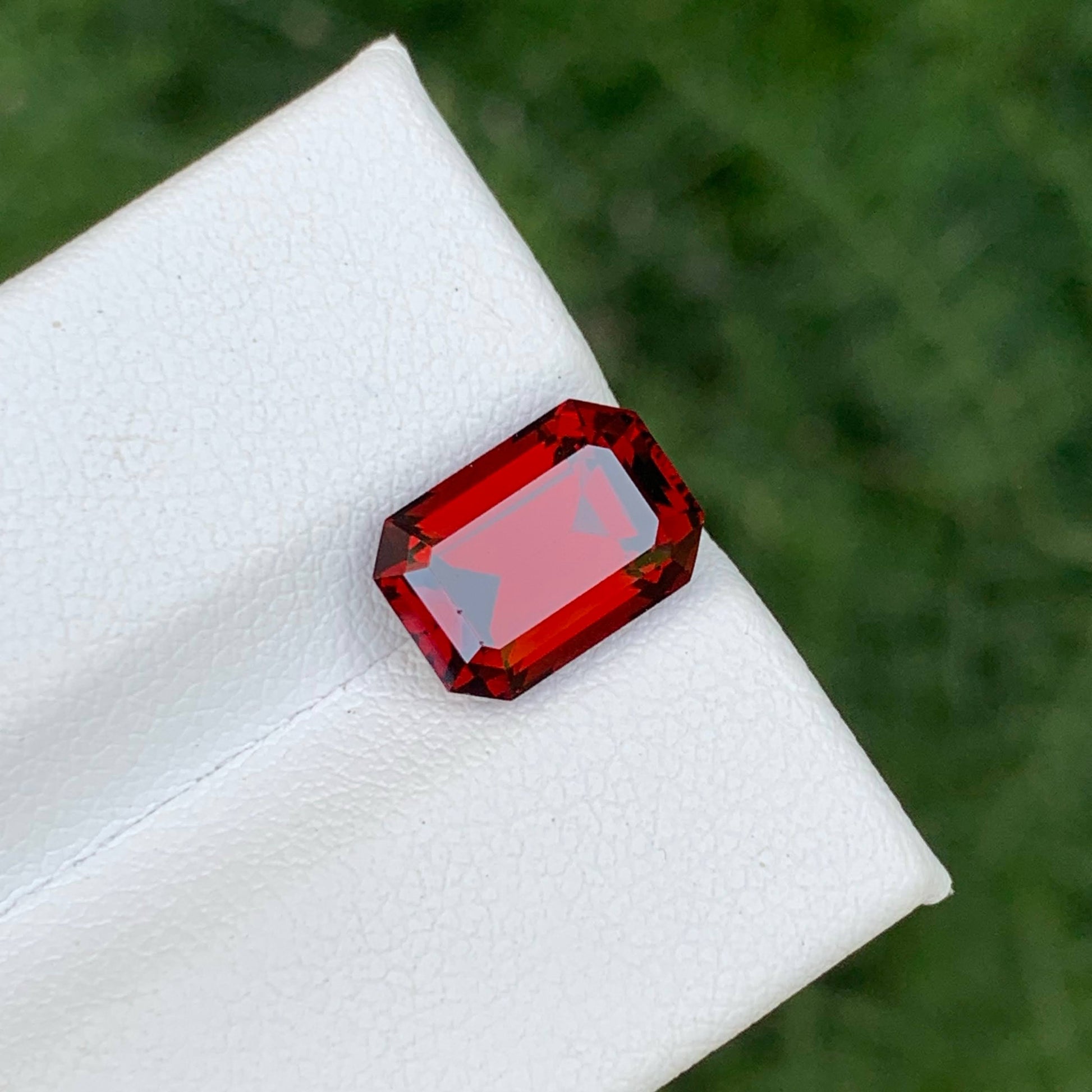 4.40 Carat Red Garnet Emerald Cut
