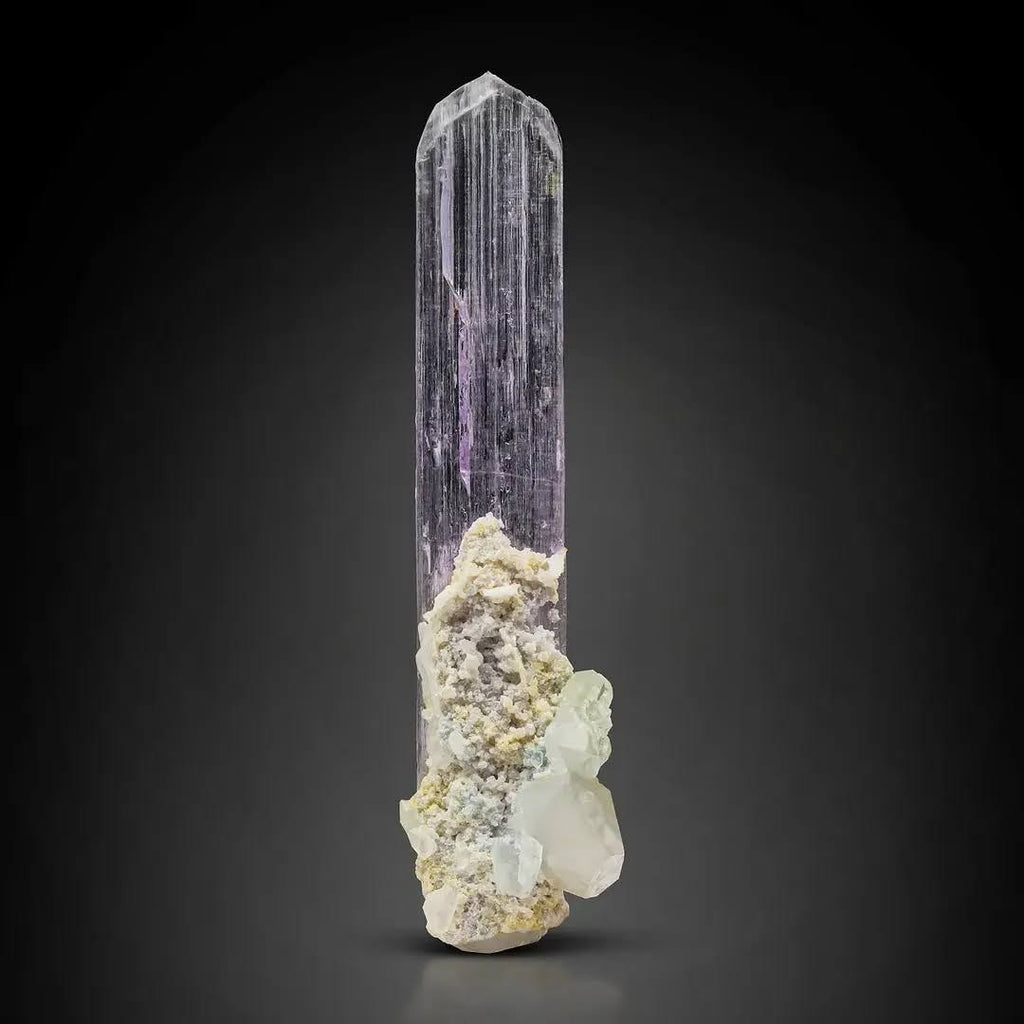 Pink Tabular Kunzite crystal with Quartz and Albite from Afghanistan