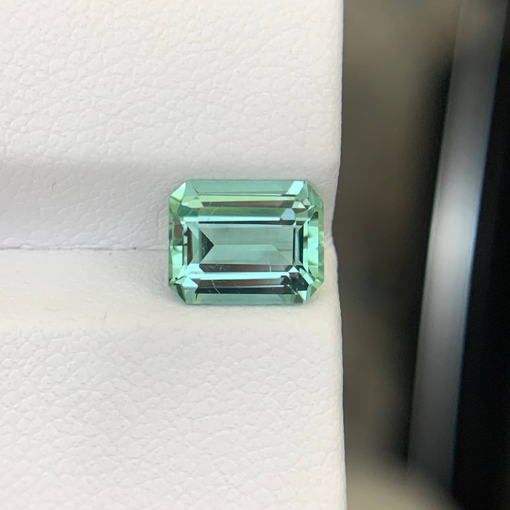 1.90 Carat Natural Loose Seafoam Tourmaline Stone Emerald Cut Afghan Gemstone