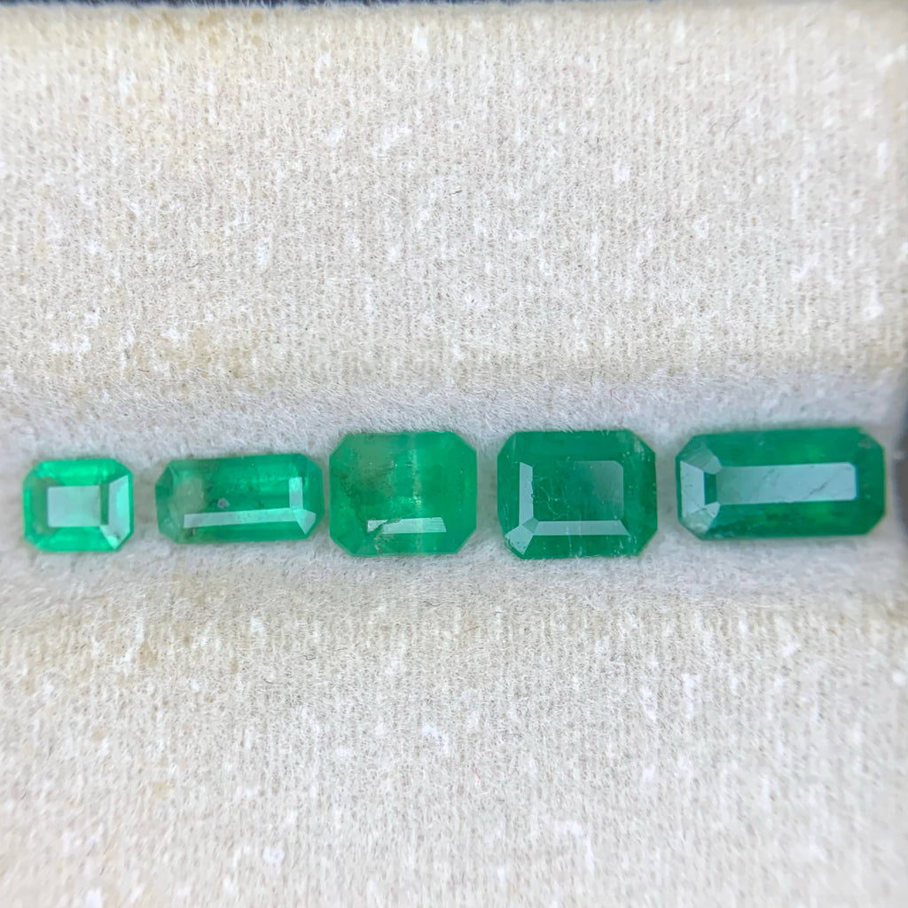 1.95 Carat Loose Green Emerald Lot – 5 Pieces, Emerald Cut, Swat Pakistan