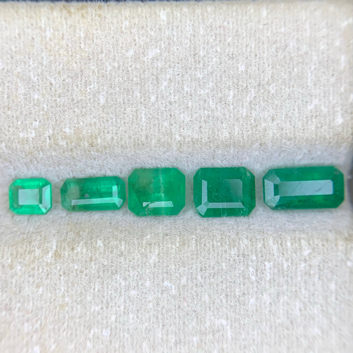 1.95 Carat Loose Green Emerald Lot – 5 Pieces, Emerald Cut, Swat Pakistan