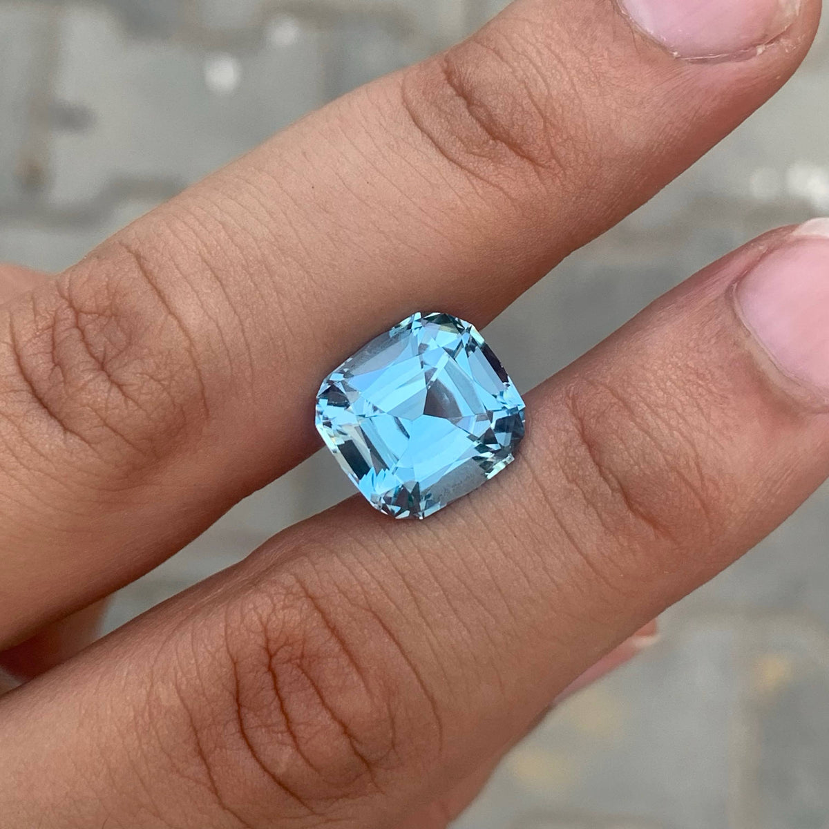 10.50 Carat Natural Loose Sky Blue Color Topaz Cushion Cut African Gemstone