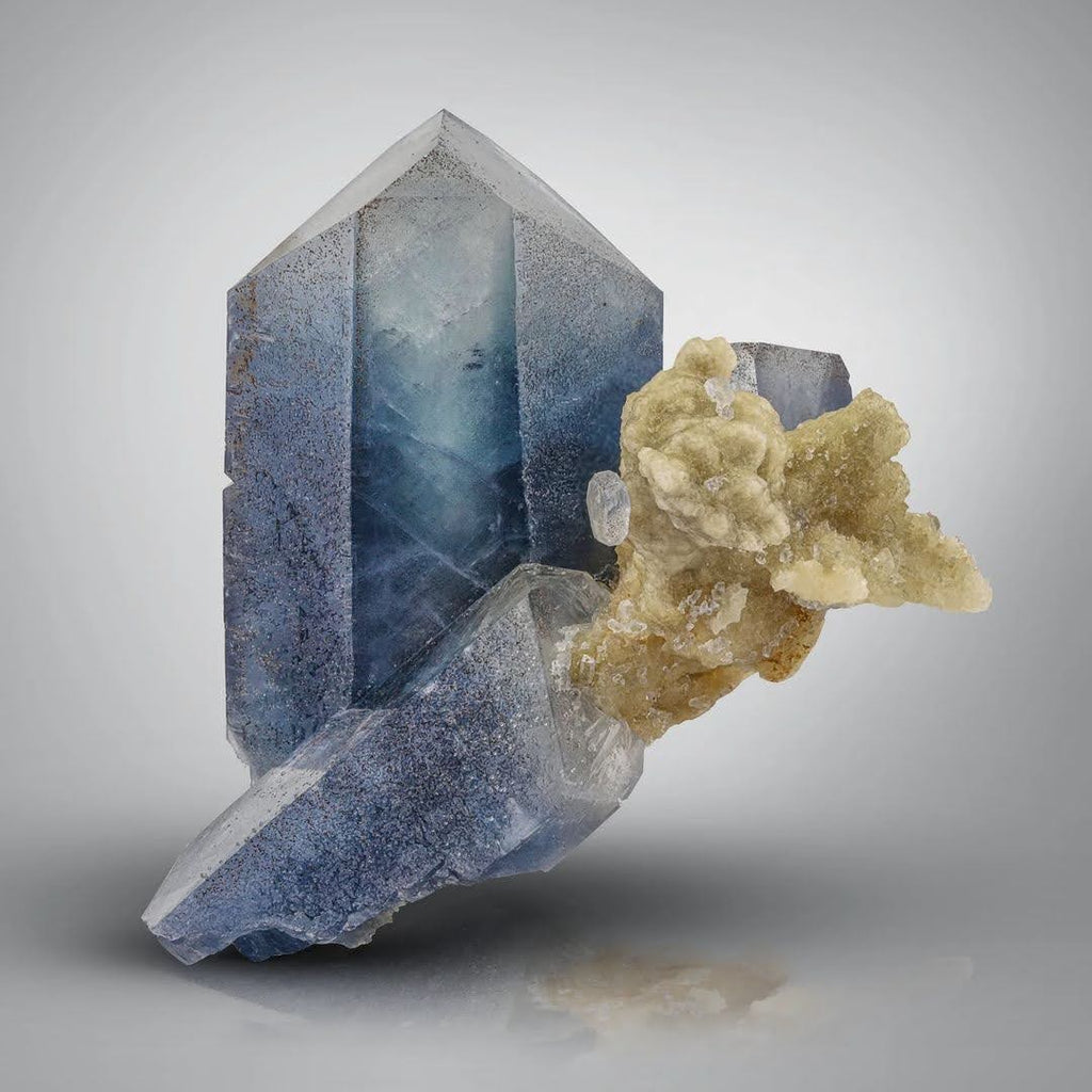 Vibrant Blue Celestite Crystals with Yellow Calcite from Afghanistan