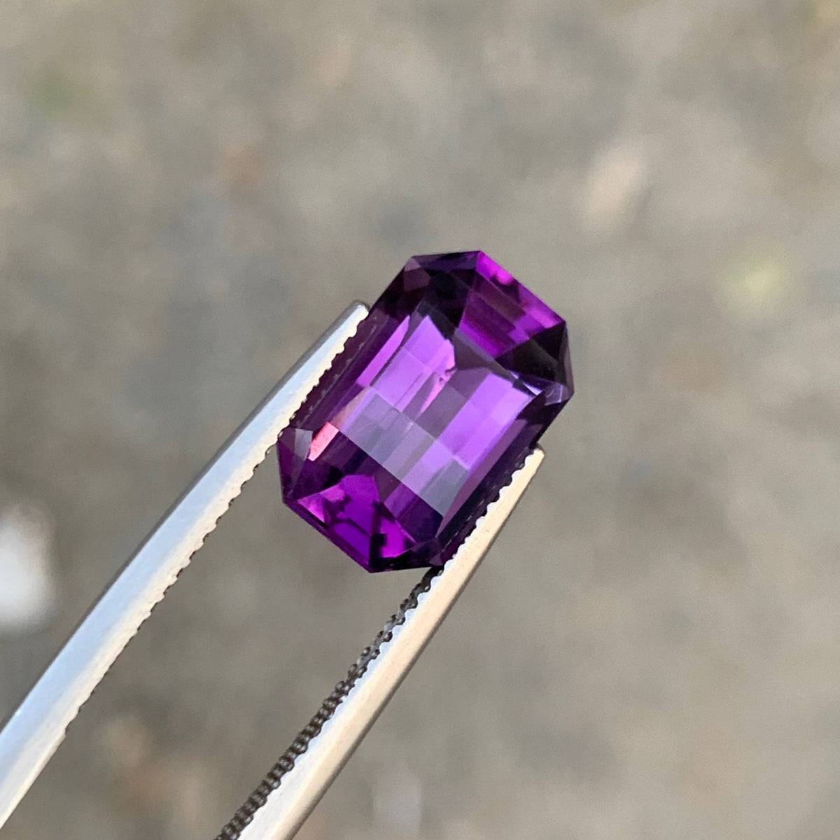 5.60 Carat Natural Loose Deep Purple Amethyst Pixel Cut Brazilian Gemstone