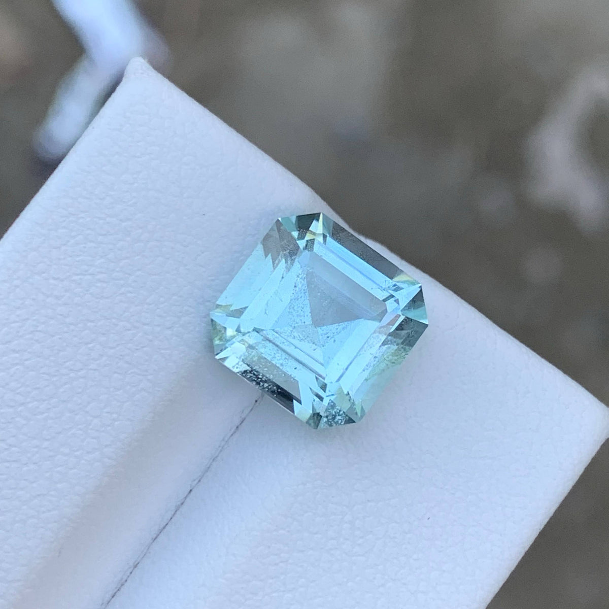 4.40 Carat Light Blue Aquamarine Asscher Cut Pakistan Gemstone