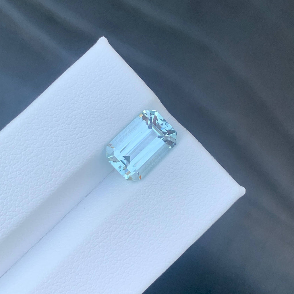 3.35 Carat Light Blue Aquamarine Emerald Cut Pakistan VVS Untreated