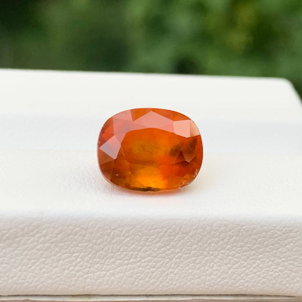 5.35 Carat Natural Hessonite Garnet Stone Cushion Cut African Gemstone