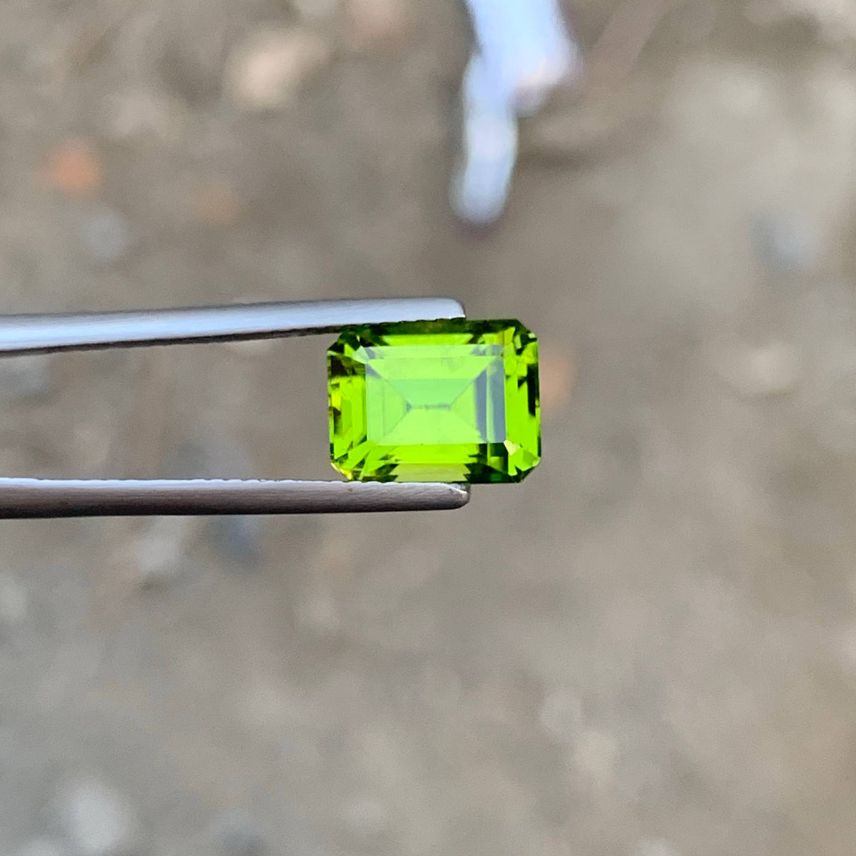 3.90 Carat Natural Loose Apple Green Peridot Emerald Cut Pakistani Gemstone