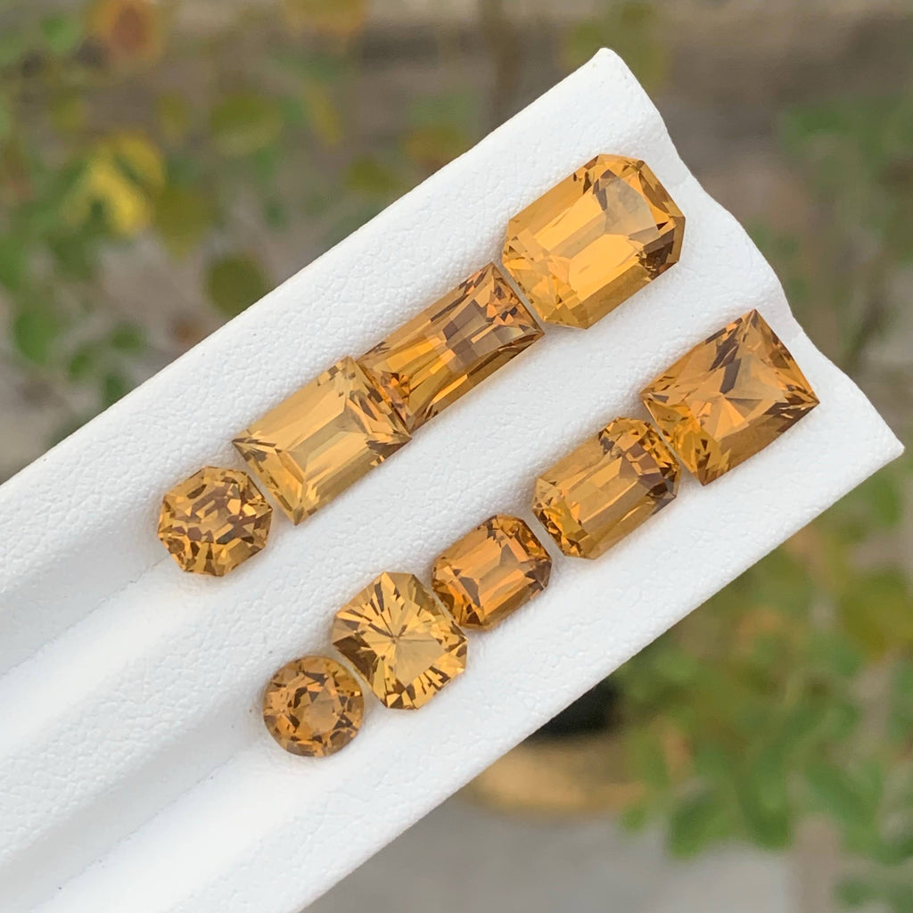 18.30 Carat Natural Loose 9 Pieces Golden Color Citrine Lot African Gemstone