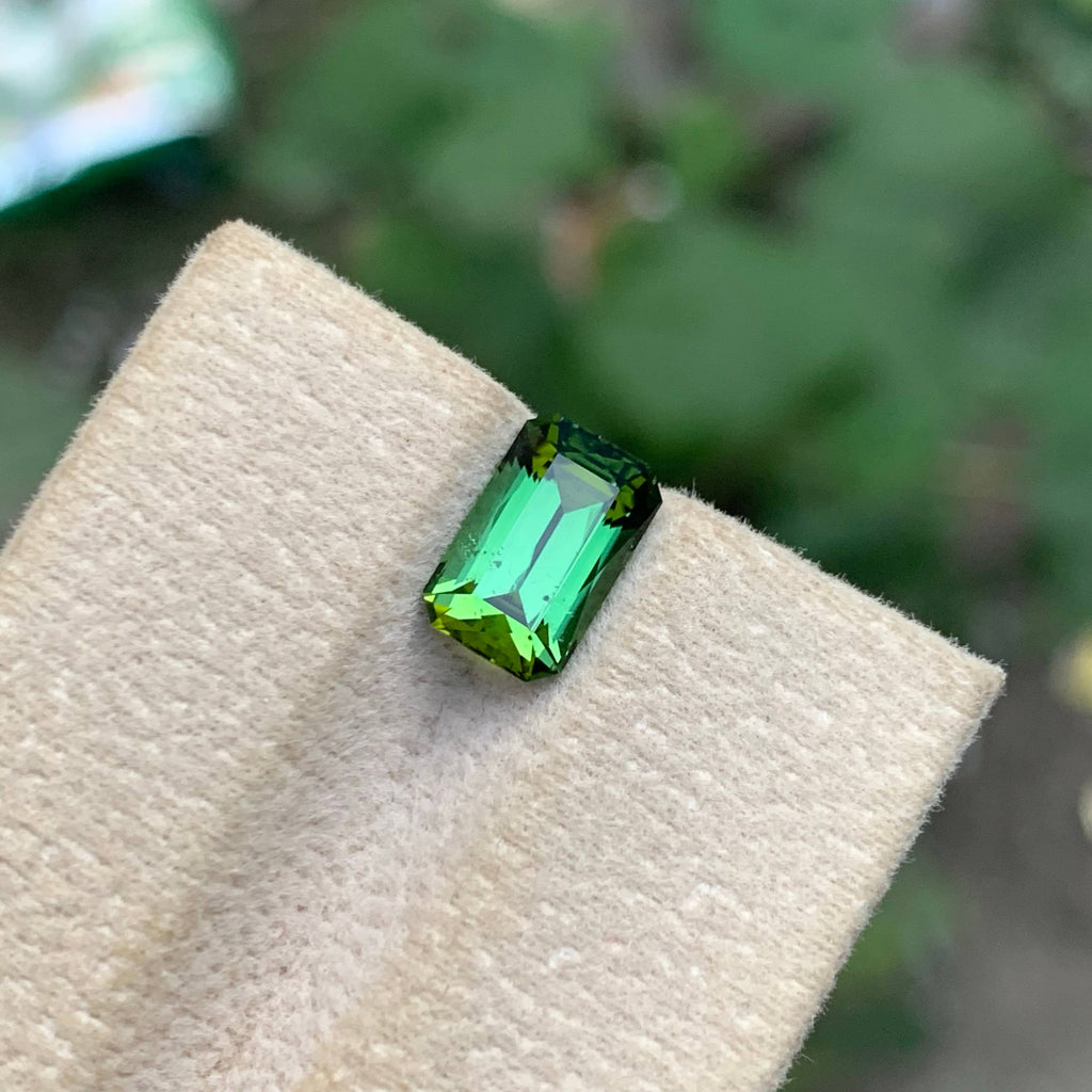 2.15 Carat Green Tourmaline Cushion Fancy Cut Afghan Gemstone, VVS, Untreated