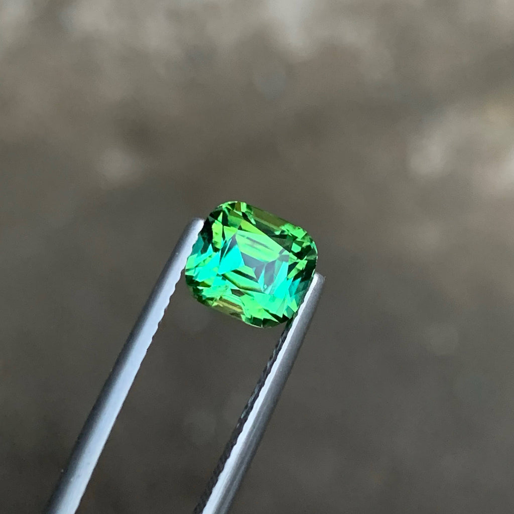2.40 Carat Mint Green Tourmaline Cushion Cut Afghanistan VVS Untreated