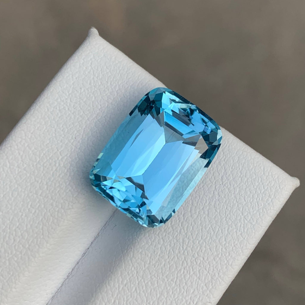 15.00 Carat Natural Loose Sky Blue Topaz Stone Cushion Cut African Loupe Clean Untreated Gemstone