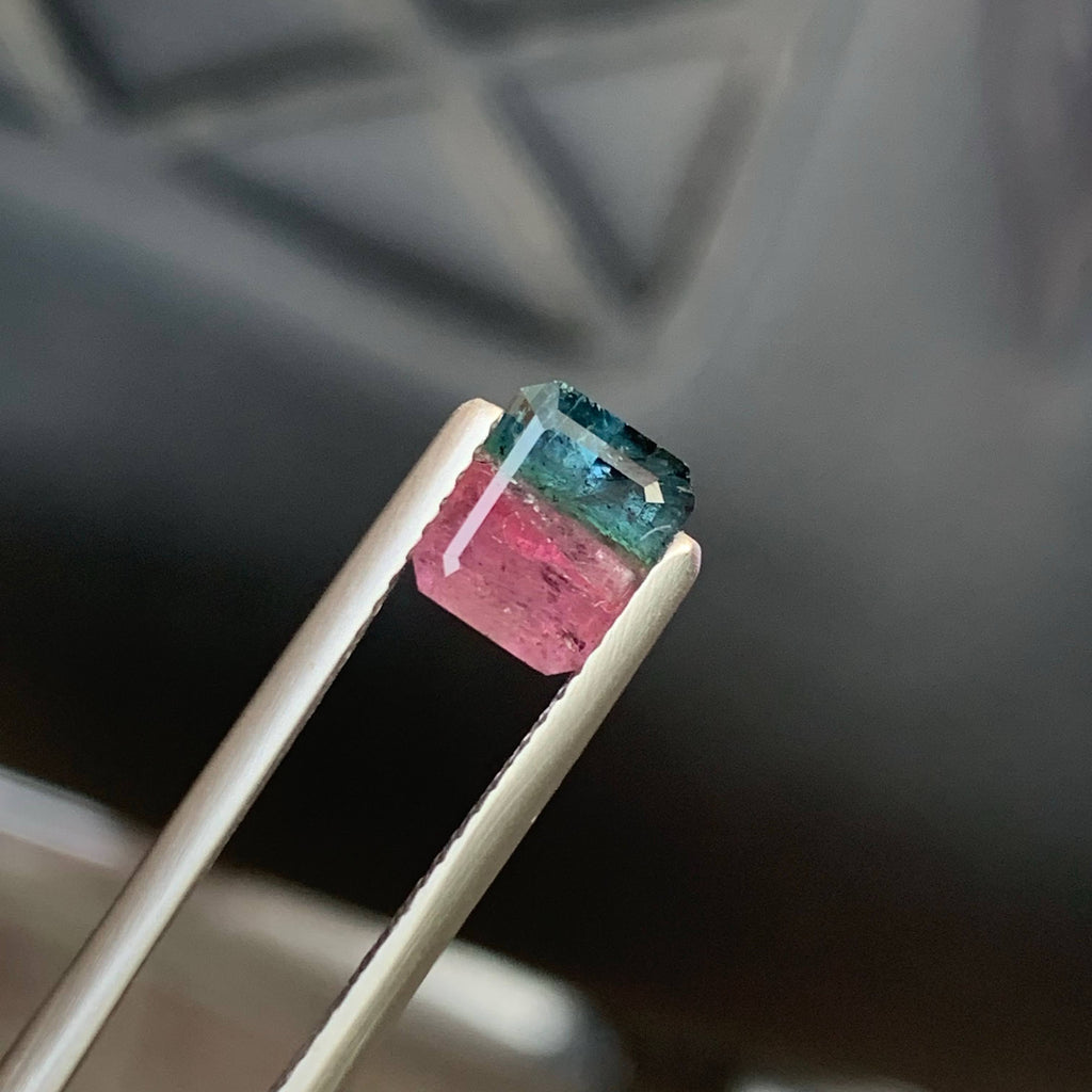 1.75 Carat Natural Loose Bicolor Tourmaline Stone Emerald Cut Afghan Gemstone