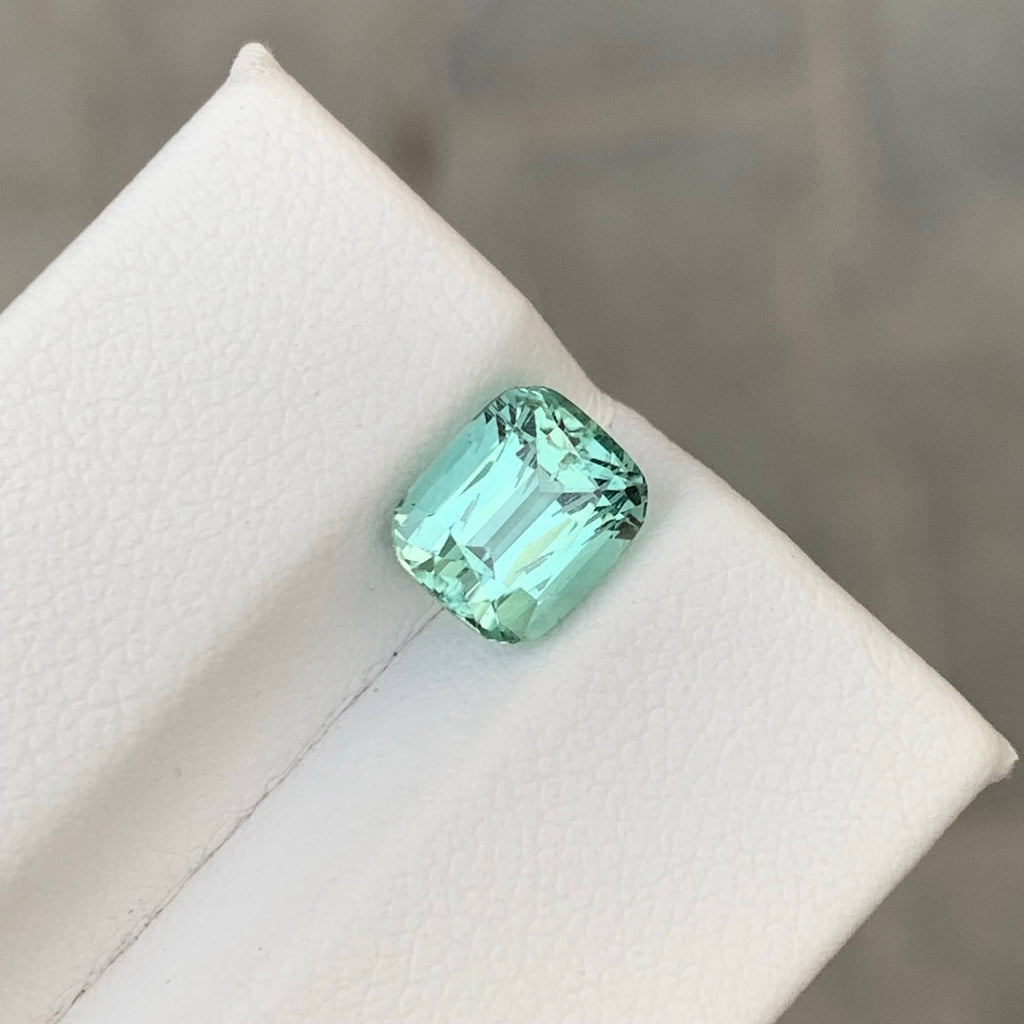 2.35 Carat Natural Loose Seafoam Tourmaline Stone Cushion Cut Afghan Gemstone