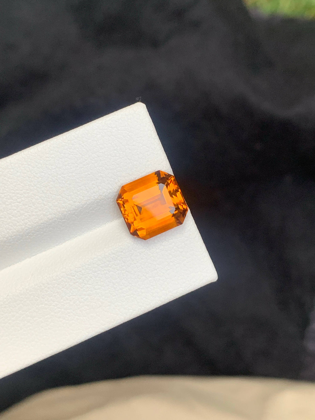 3.90 Carat Natural Loose Madeira Color Citrine Asscher Cut Brazilian Gemstone