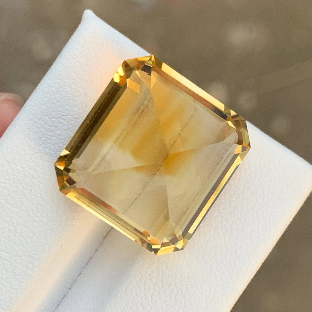 25.65 Carat Natural Loose Golden Color Citrine Emerald Cut Brazilian Gemstone