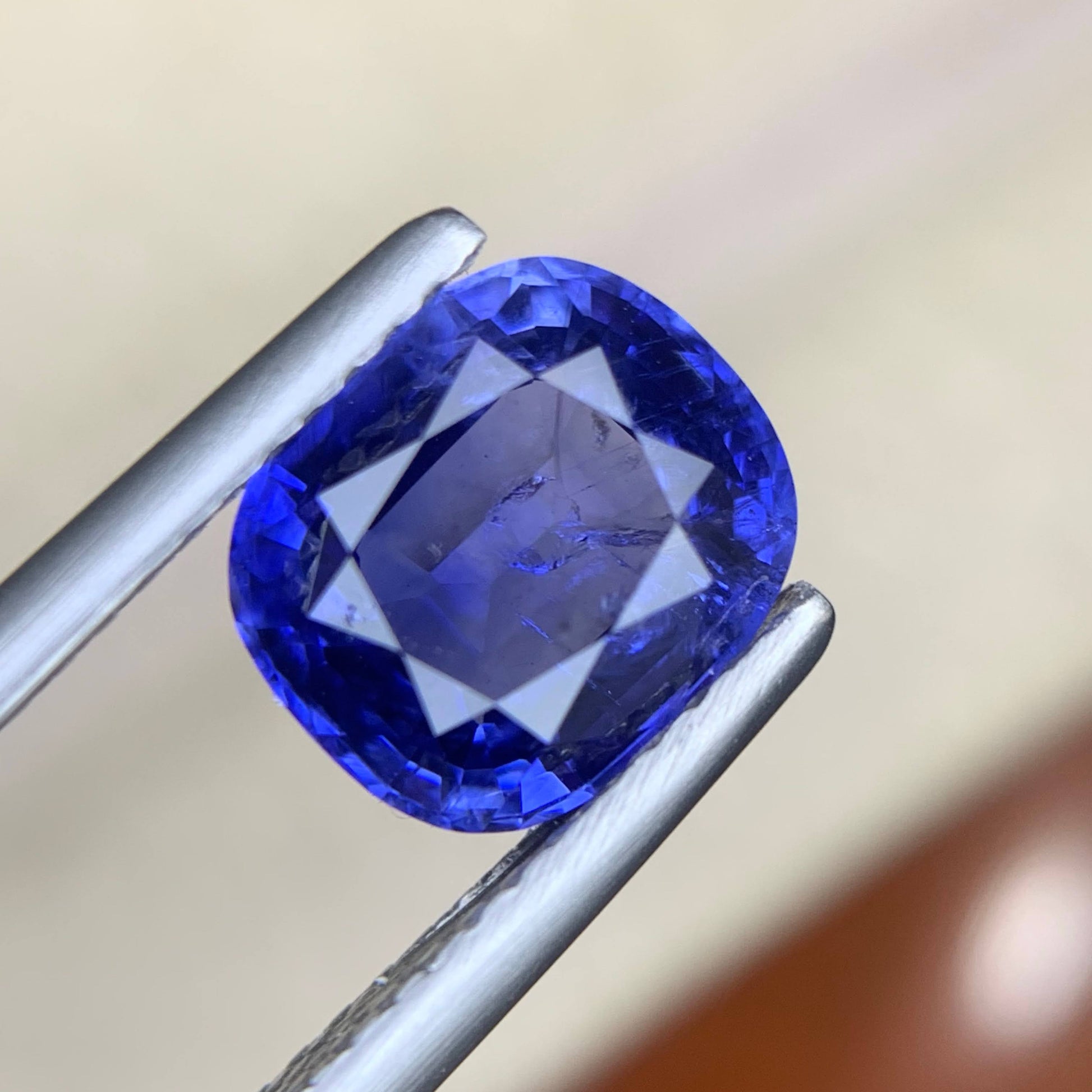 3Ct Fine Quality Blue Sapphire Cushion Cut