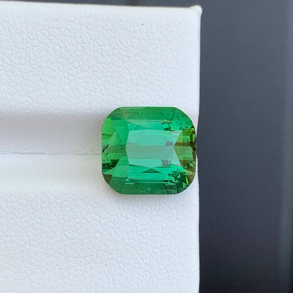 6.45 Carat Natural Loose Green Color Tourmaline Cushion Cut Afghan Gemstone