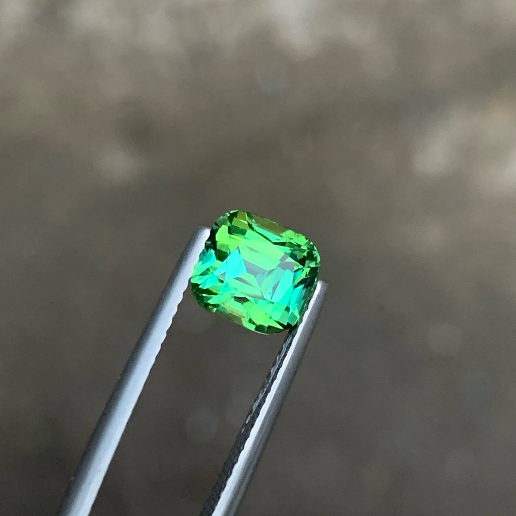 2.40 Carat Mint Green Tourmaline Cushion Cut Afghanistan VVS Untreated