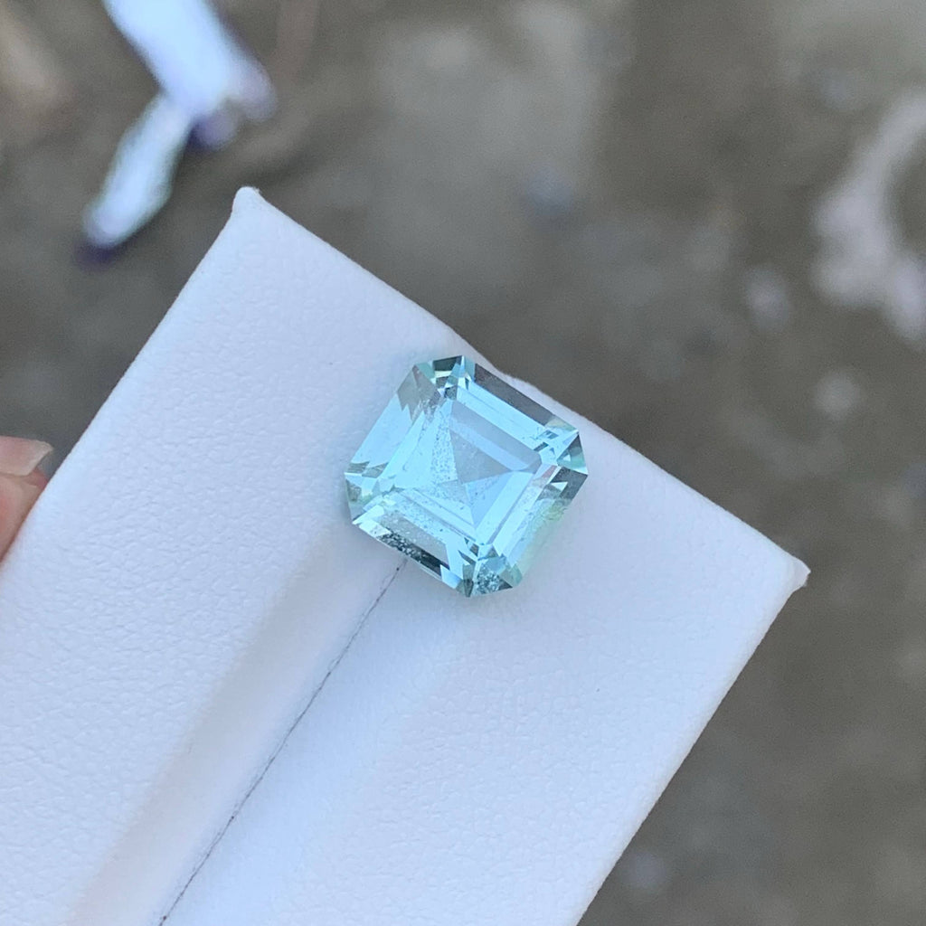4.40 Carat Light Blue Aquamarine Asscher Cut Pakistan Gemstone