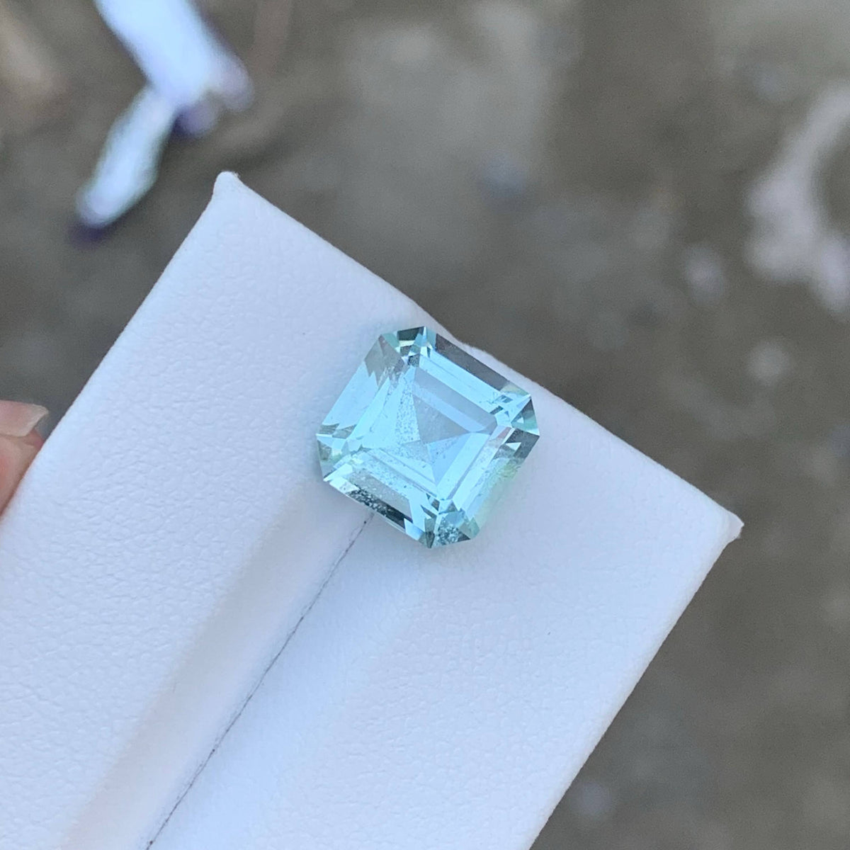 4.40 Carat Light Blue Aquamarine Asscher Cut Pakistan Gemstone