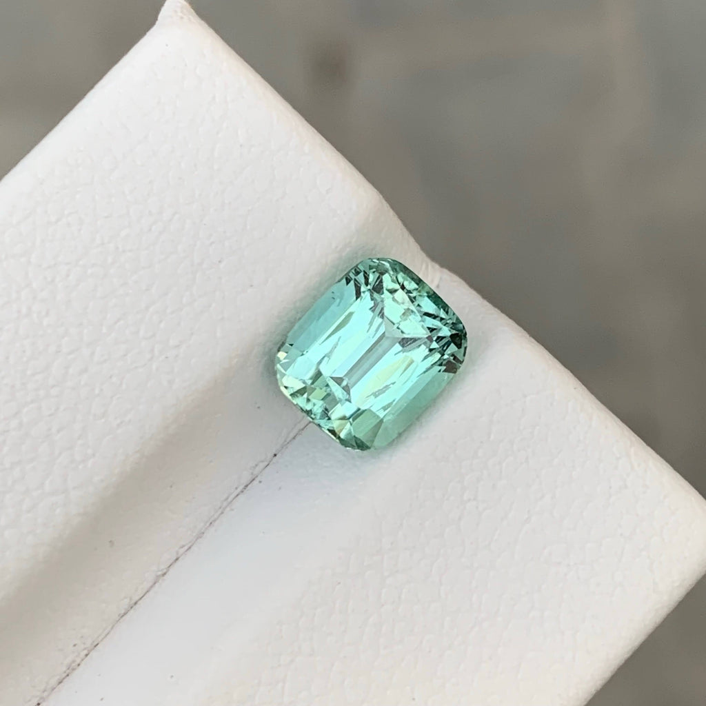 2.35 Carat Natural Loose Seafoam Tourmaline Stone Cushion Cut Afghan Gemstone