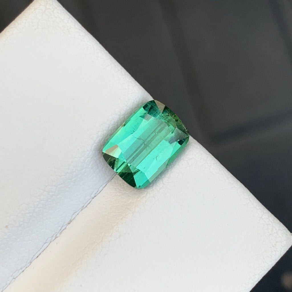 2.95 Carat Green Tourmaline Cushion Cut Afghan Untreated VVS
