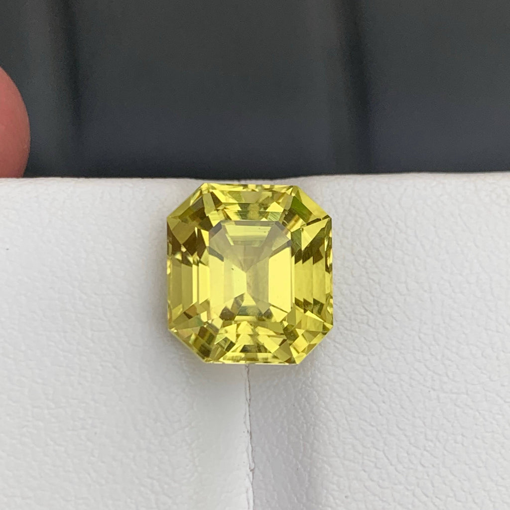 6.60 Carat Natural Loose Lemon Color Citrine Emerald Cut African Gemstone