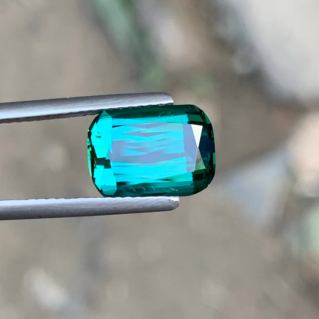 4.10 Carat Natural Loose Bluish Green Tourmaline Cushion Cut Afghan Gemstone