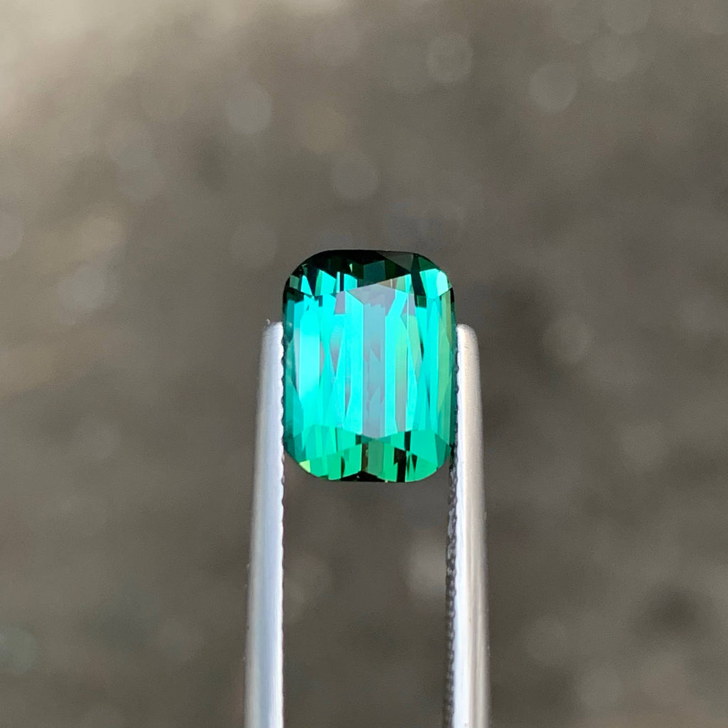 4.00 Carat Bluish Green Tourmaline Cushion Cut Afghanistan Eye Clean Untreated