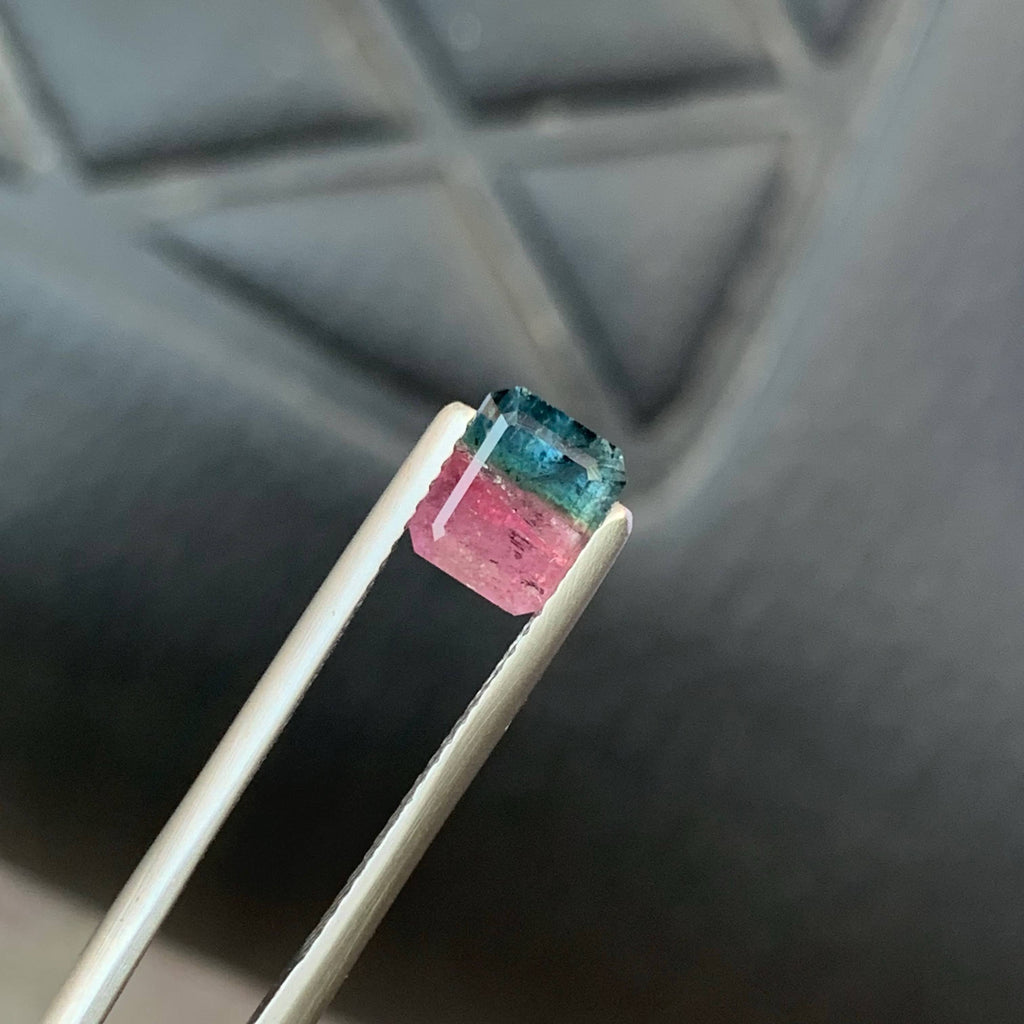 1.75 Carat Natural Loose Bicolor Tourmaline Stone Emerald Cut Afghan Gemstone