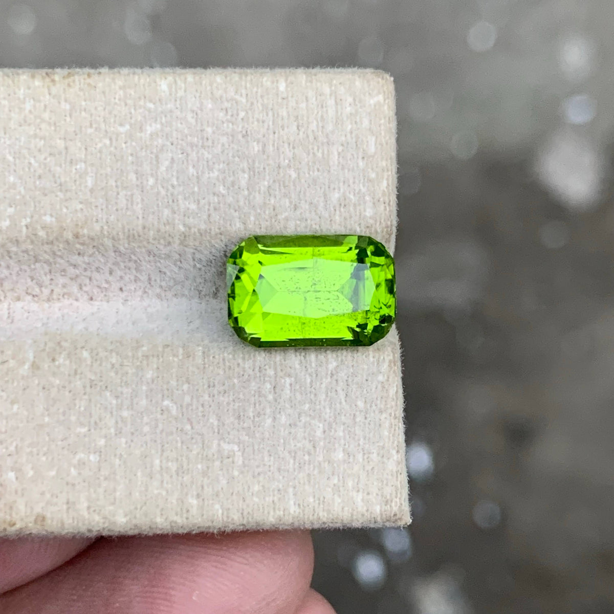 6.20 Carat Apple Green Peridot Cushion Cut Pakistan Gemstone