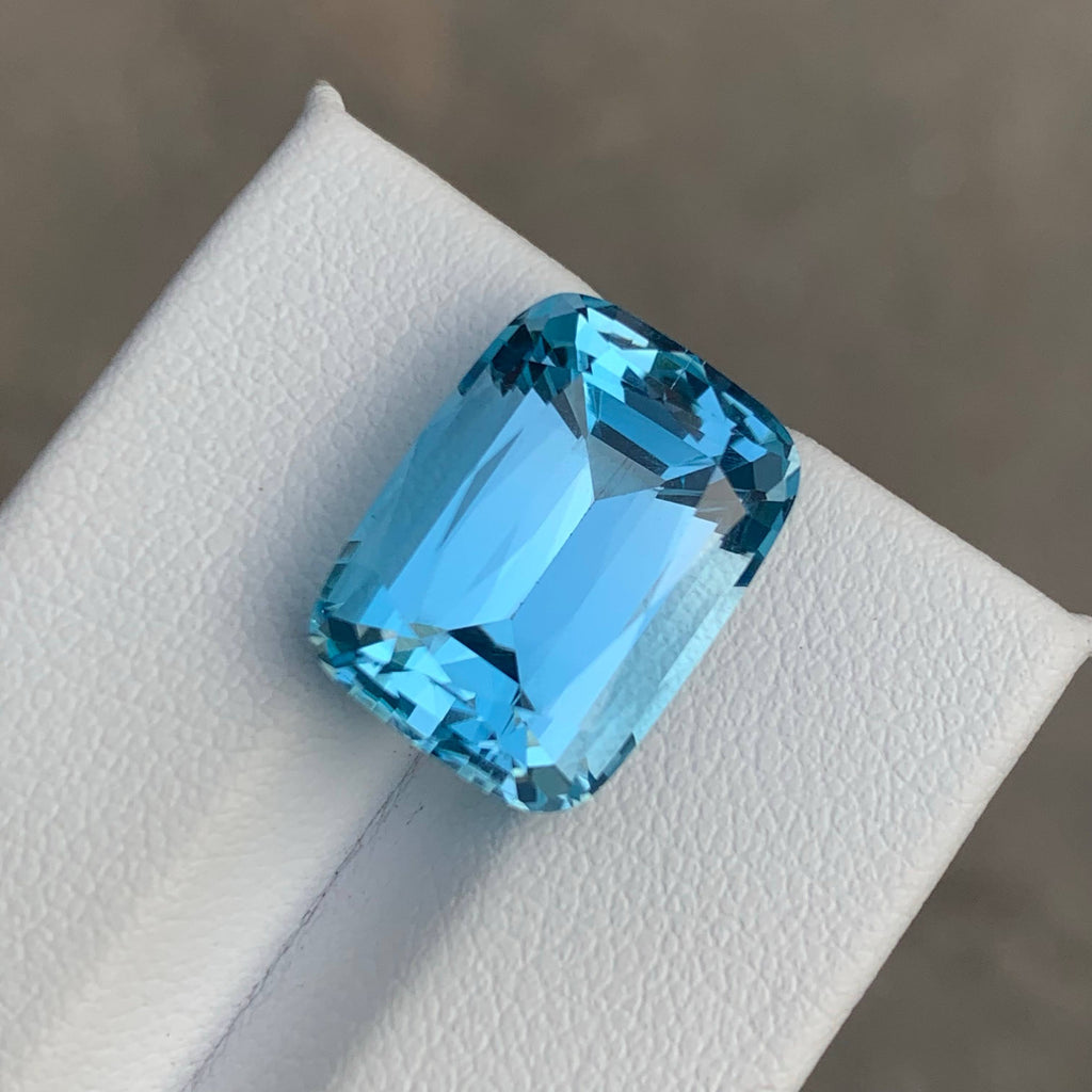 15.00 Carat Natural Loose Sky Blue Topaz Stone Cushion Cut African Loupe Clean Untreated Gemstone