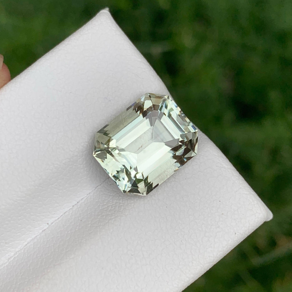 6.10 Carat Natural Loose Green Amethyst Stone Emerald Cut Brazilian Gemstone