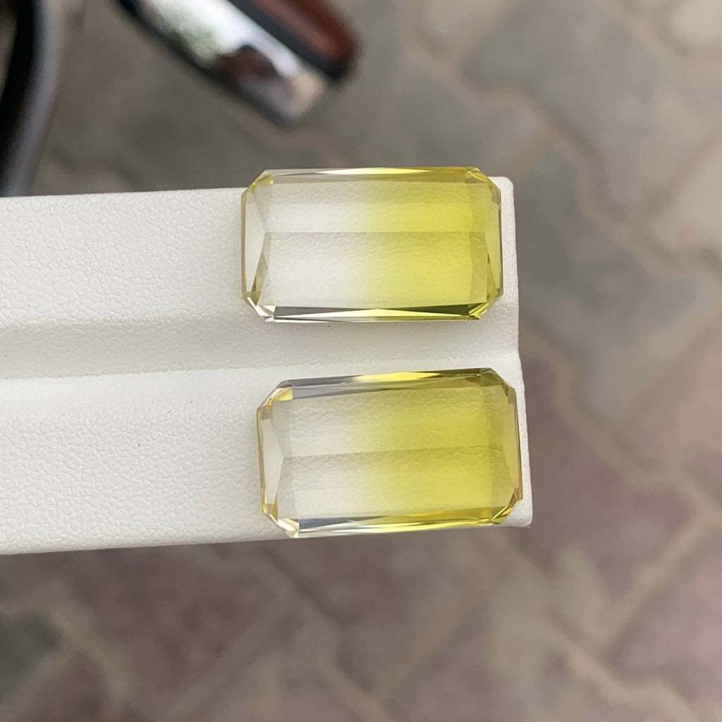 44.95 Carat Natural Loose Bicolor Color Citrine Pair Cushion African Gemstone