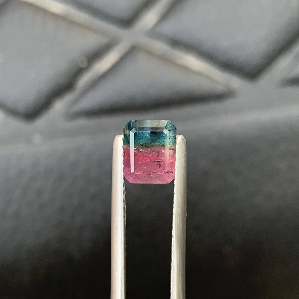 1.75 Carat Natural Loose Bicolor Tourmaline Stone Emerald Cut Afghan Gemstone