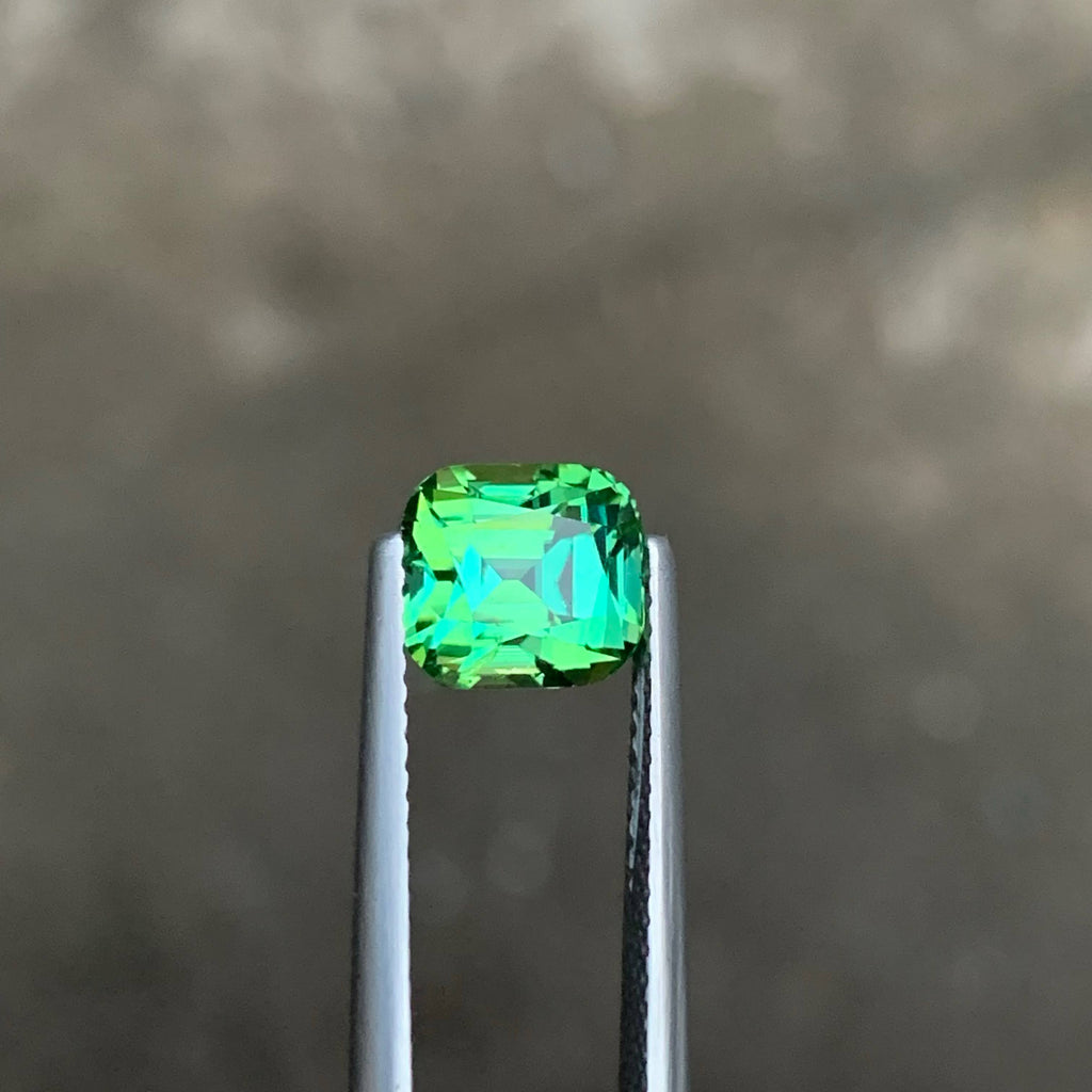 2.40 Carat Mint Green Tourmaline Cushion Cut Afghanistan VVS Untreated