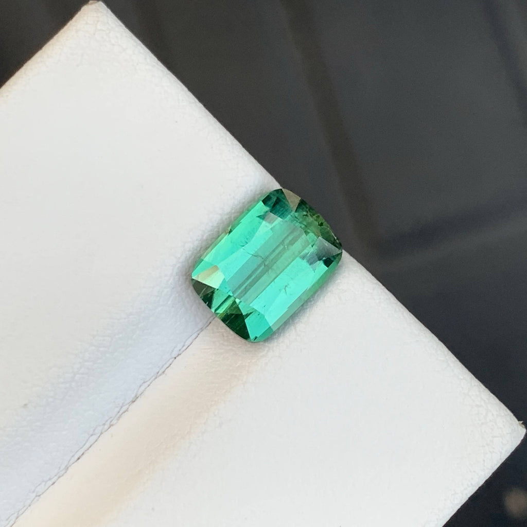 2.95 Carat Green Tourmaline Cushion Cut Afghan Untreated VVS