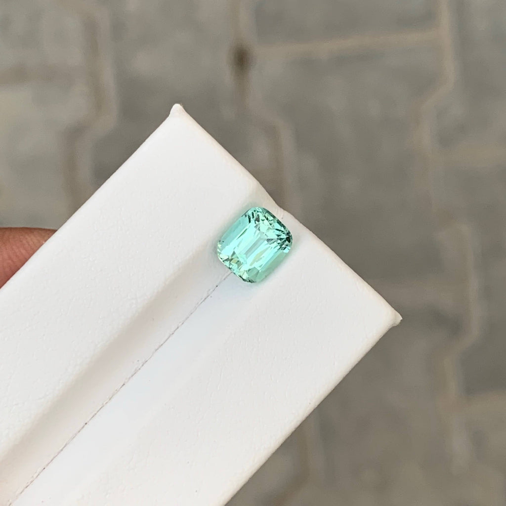 2.35 Carat Natural Loose Seafoam Tourmaline Stone Cushion Cut Afghan Gemstone