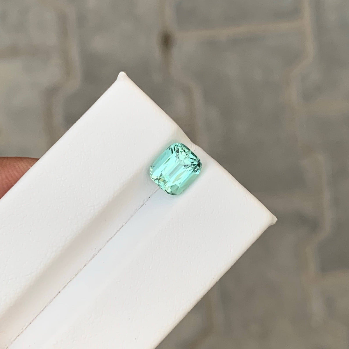 2.35 Carat Natural Loose Seafoam Tourmaline Stone Cushion Cut Afghan Gemstone