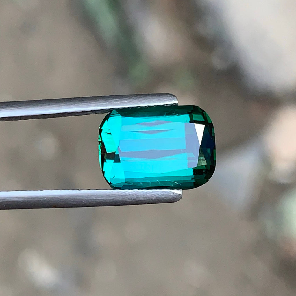 4.10 Carat Natural Loose Bluish Green Tourmaline Cushion Cut Afghan Gemstone