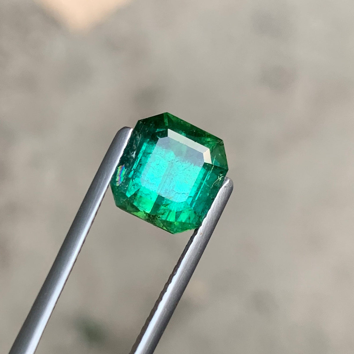 4.50 Carat Natural Loose Bluish Green Tourmaline Asscher Cut Afghan Gemstone