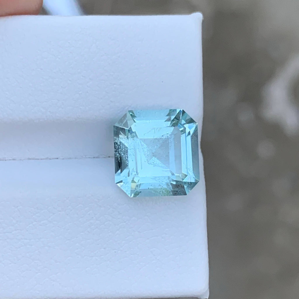4.40 Carat Light Blue Aquamarine Asscher Cut Pakistan Gemstone