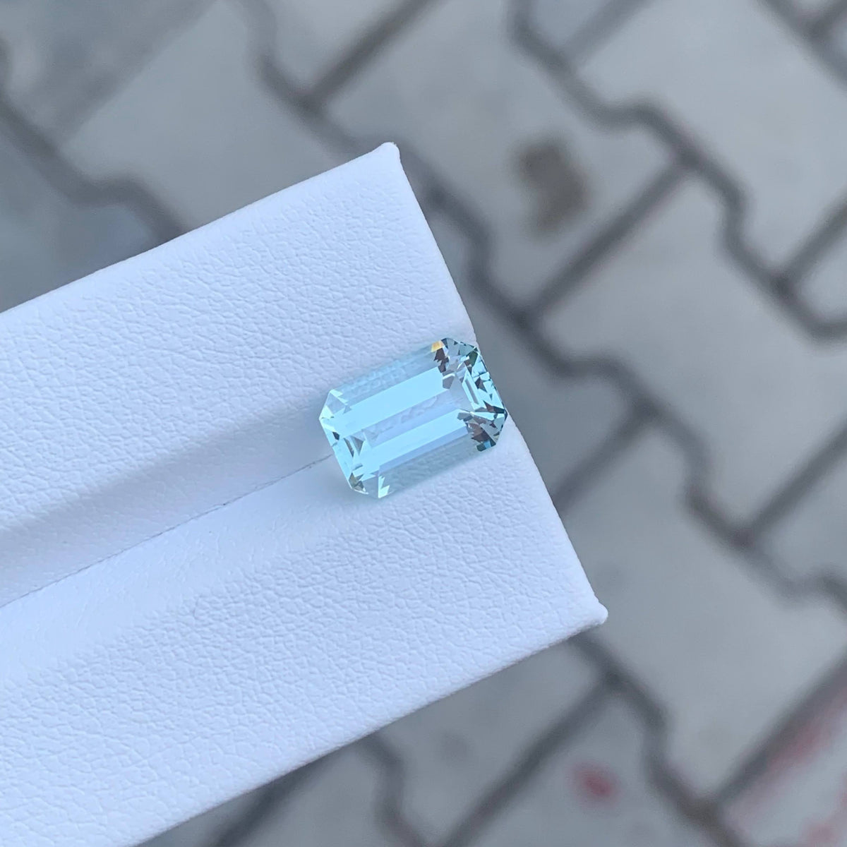 3.35 Carat Light Blue Aquamarine Emerald Cut Pakistan VVS Untreated