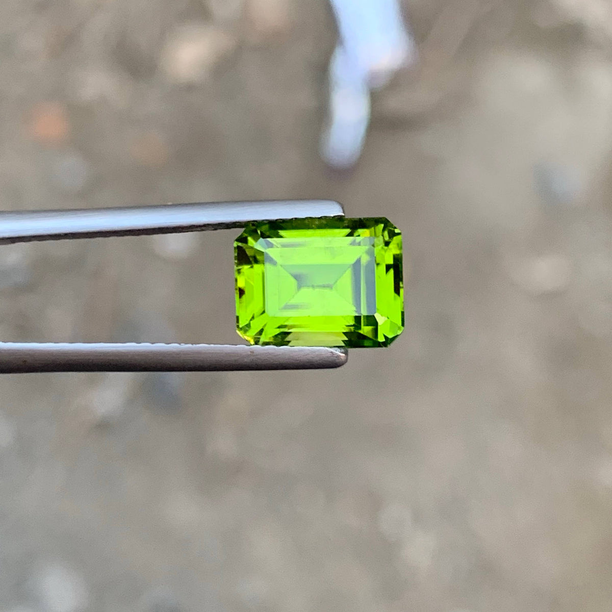 3.90 Carat Natural Loose Apple Green Peridot Emerald Cut Pakistani Gemstone