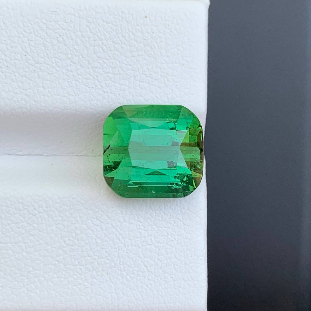 6.45 Carat Natural Loose Green Color Tourmaline Cushion Cut Afghan Gemstone