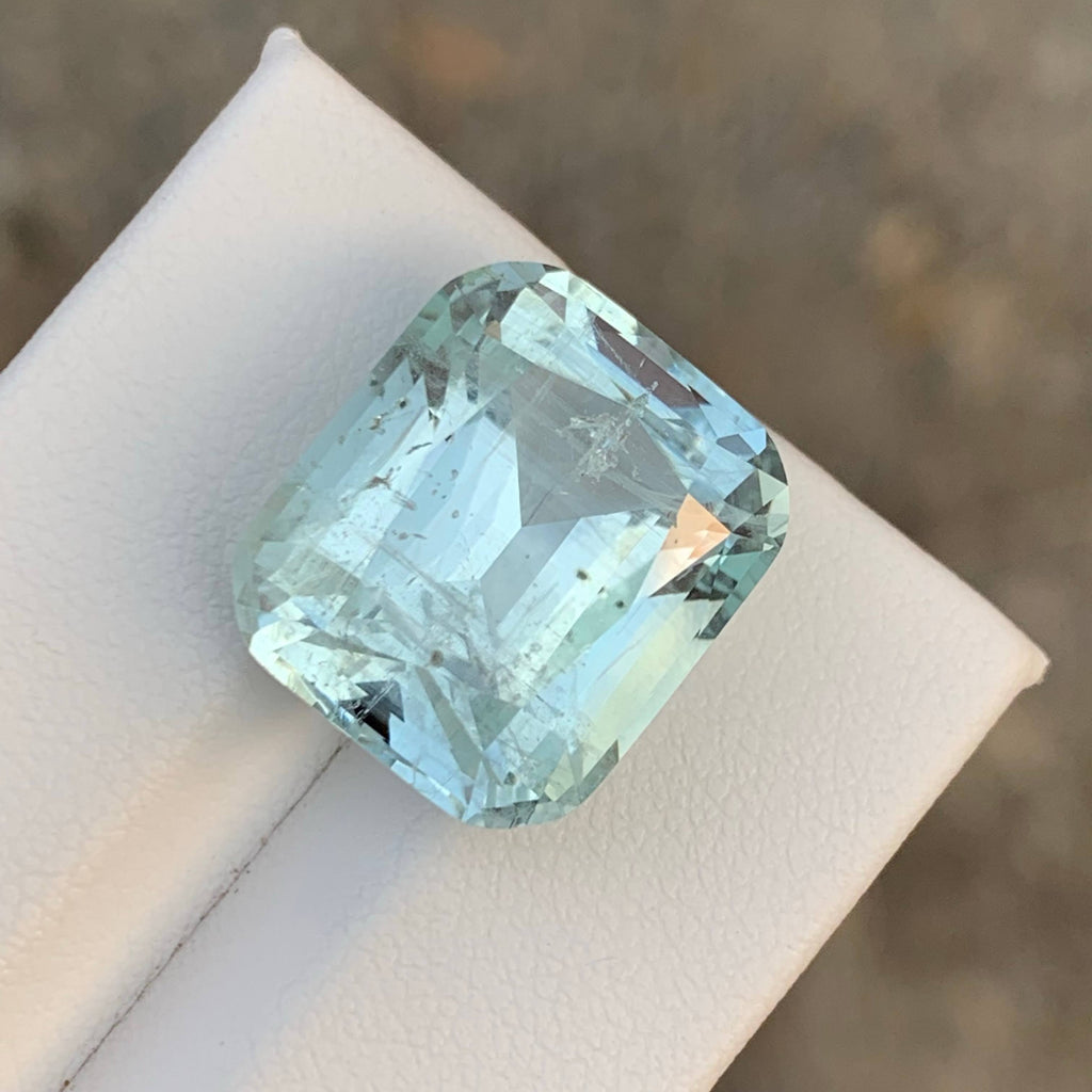 16.60 Carat Natural Loose Light Blue Aquamarine Cushion Cut Gemstone