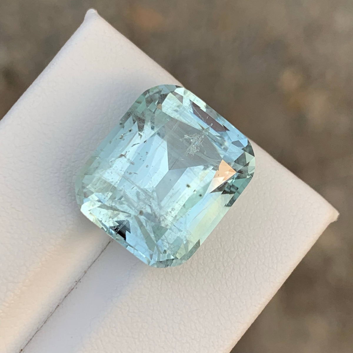 16.60 Carat Natural Loose Light Blue Aquamarine Cushion Cut Gemstone