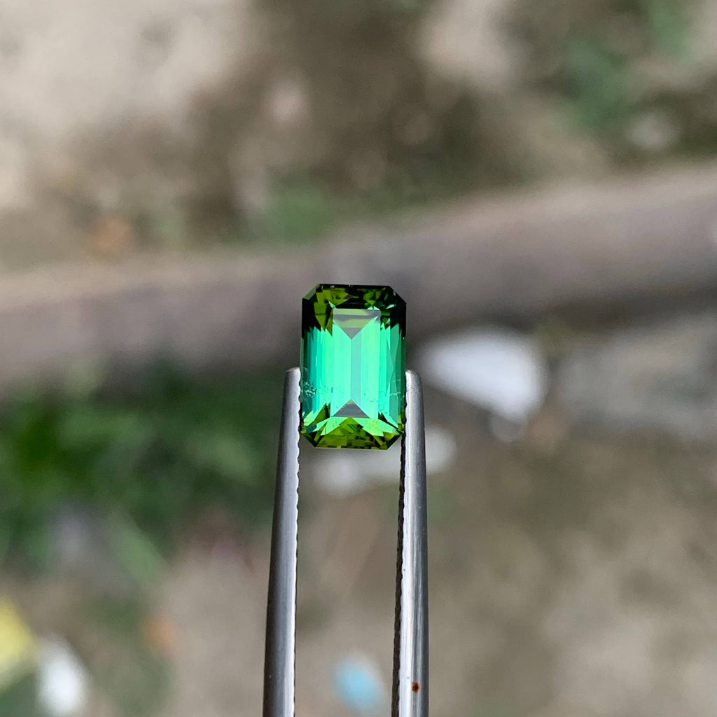 2.15 Carat Green Tourmaline Cushion Fancy Cut Afghan Gemstone, VVS, Untreated