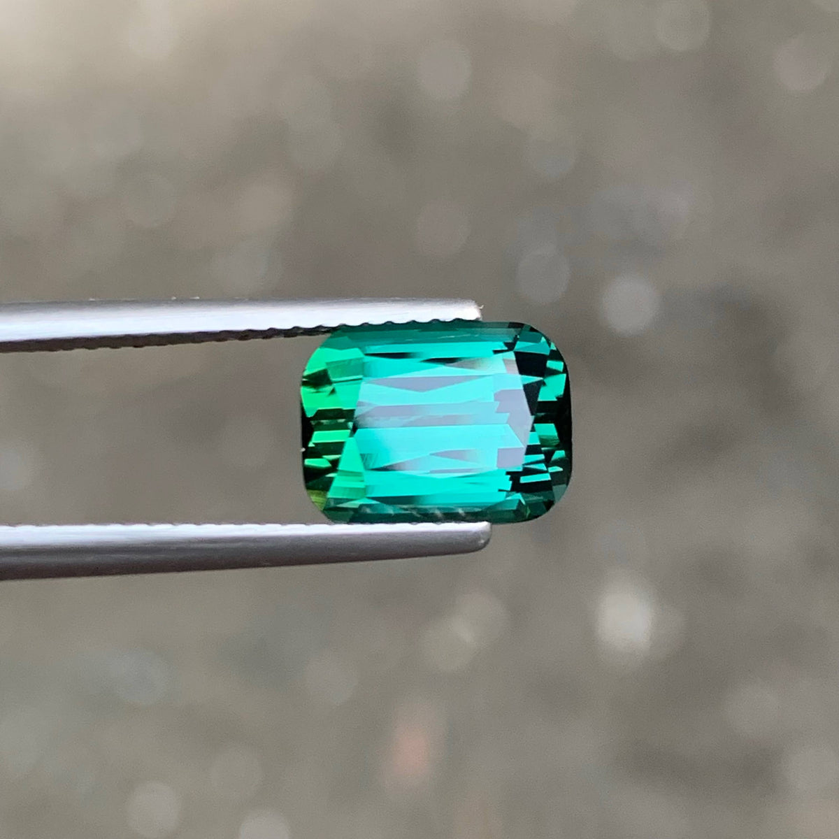 4.00 Carat Bluish Green Tourmaline Cushion Cut Afghanistan Eye Clean Untreated